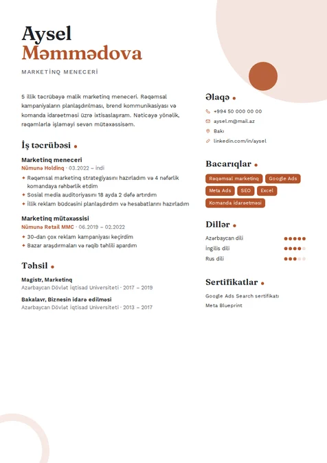Kreativ — CV şablonu